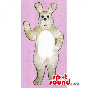 Customised Beige Rabbit Mascot With A White Belly