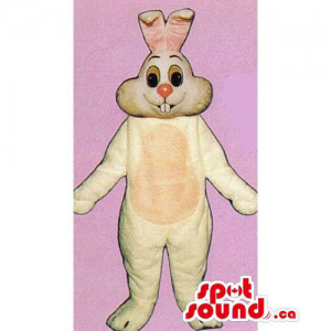 Customised Beige Rabbit Mascot With A Pink Nose And Belly