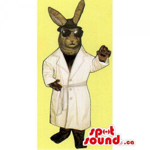 Customised Brown Rabbit Mascot With Gangster Hat And A Robe