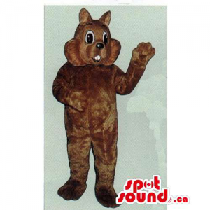 Customised All Brown Cat Mascot With Peculiar Teeth
