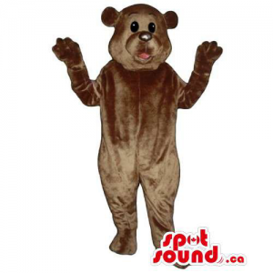 Customised All Brown Bear Forest Mascot With Round Black Eyes