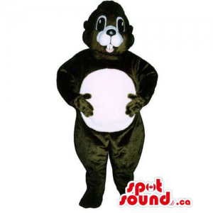 Customised Dark Brown Chipmunk Mascot With Round White Belly