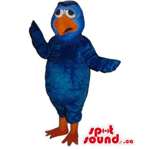 Customised Blue Bird Mascot With A Peculiar Worried Face