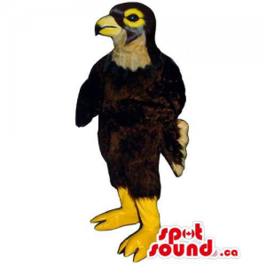 Customised Brown Bird Mascot With A Yellow Beak And Legs