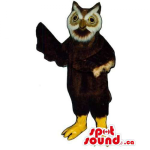 Customised Dark Brown Owl Bird Mascot With Round Eyes