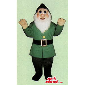 Dwarf Character Mascot With A White Beard And Green Gear