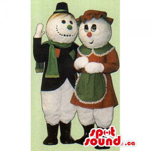 Snowman Mascot Couple...