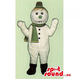 Snowman Mascot Dressed In A...