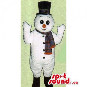 Snowman Mascot Dressed In A...