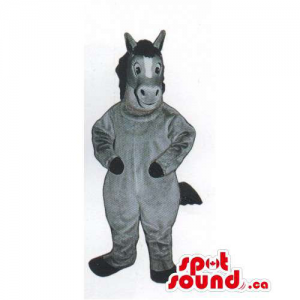Customised All Grey Plush Donkey Mascot With A Black Tail