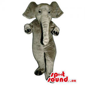 All Grey Elephant Animal Mascot With Large Ears And Small Eyes