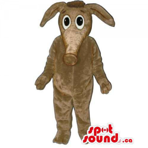 All Brown Anteater Animal Mascot With Cartoon Character Face