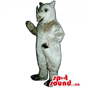 Grey Rhinoceros Plush Animal Mascot With Space For Logos