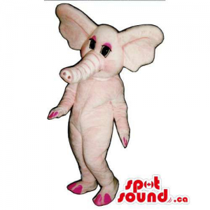 All Pink Plush Elephant Girl Animal Mascot With Large Ears