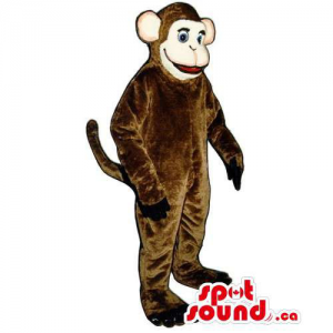 All Brown Plush Monkey Animal Mascot With Round Ears