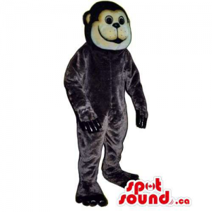 All Black Plush Monkey Animal Mascot With A Round Face