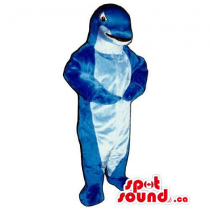 Mascota Delfín Azul De Felpa Un Animal  Marino Con Espacio Para Logo