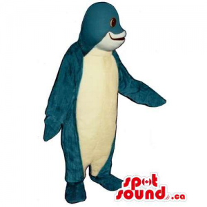 Blue Plush Dolphin Ocean Animal Mascot With A White Belly