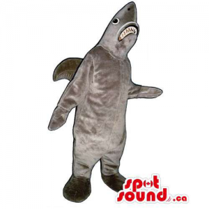 Customised All Grey Plush Shark Mascot With Jaws