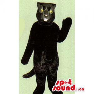 Customised Black Plush Panther Mascot With Yellow Eyes