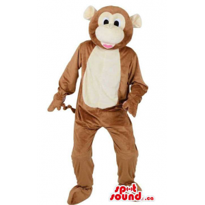 Customised Brown Plush Monkey Animal Mascot With A Beige Belly