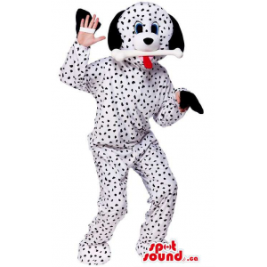 Customised Dalmatian Dog Mascot With Discovered Hands