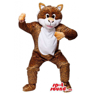 Customised Plush Tiger Animal Mascot With A White Belly