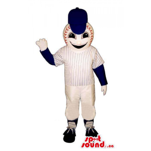 Mascota Pelota De Béisbol Gigante Con Ropa De Deporte Y Gorra