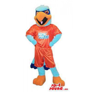 Mascota Águila Azul Y Naranja Con Ropa De Deporte Personalizable