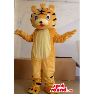 Mascota Naranja Y Amarilla Tigre De Felpa Un Animal  Personalizable