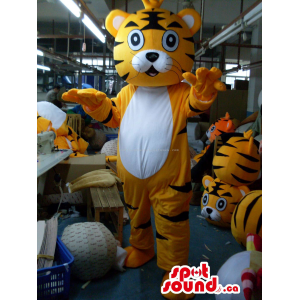 Mascota Naranja Tigre Con Barriga Blanca Personalizable