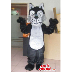 Furious Black And White Wolf Animal Plush Character Mascot