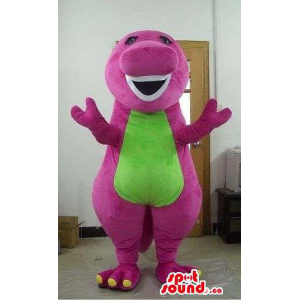 Cute Pink Fairy-Tale Dragon Mascot With A Green Flashy Belly
