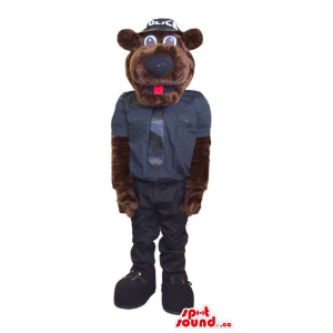 Brown Bear Forest Plush Mascot Dressed In Police Agent Clothes