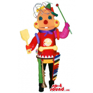 Colourful Toy Robot Mascot With Musician Instruments