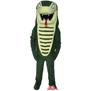 Green Snake Cobra Reptile Mascot With A Long Red Tongue