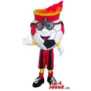 Football Character Mascot Dressed In Glasses And A Hat