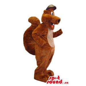 All Brown Squirrel Animal Plush Mascot Dressed In A Cap