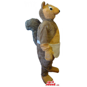 Grey And Beige Squirrel Animal Plush Mascot Dressed In An Apron