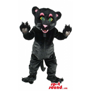 Black Panther Mascot animal com orelhas-de-rosa e os olhos verdes - 1