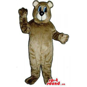 All Brown Bear Forest Plush Mascot With Blue Eyes And Beige Mouth