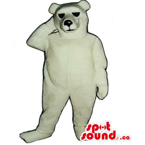 All White Polar Bear Mascot With Black Eyes And Nose