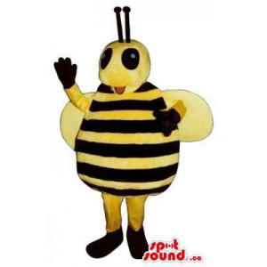 Bee Insect Plush Mascot With Large Round Body And Black Eyes