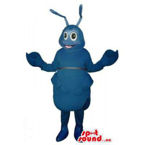 Peculiar Blue Bug Insect Mascot With Claws And Antennae