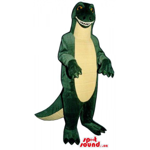 Green And All Yellow Alligator Jungle Animal Mascot With Small Teeth