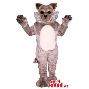 Grey Wildcat Plush Animal Mascot With A White Belly