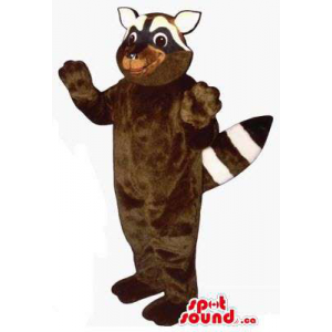 Dark Brown Raccoon Animal Plush Mascot With White Face