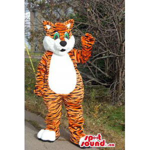 Orange Tiger Animal Plush Mascot With Round White Belly