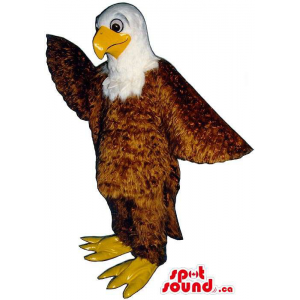 Brown And White Eagle Bird Mascot With Special Shinny Plush