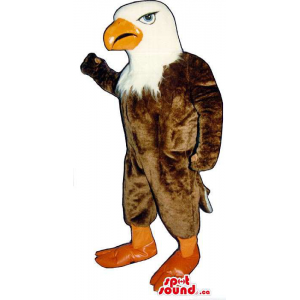 Brown And White American Eagle Mascot With An Orange Beak